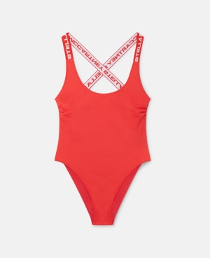 Trajes De Baño Stella McCartney Logo Tape Swimsuit Mujer Coral | ZHOMSL405